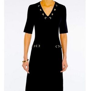 Ming Wang Black Dress with Gold Grommets‎ and Lacing Detail XS